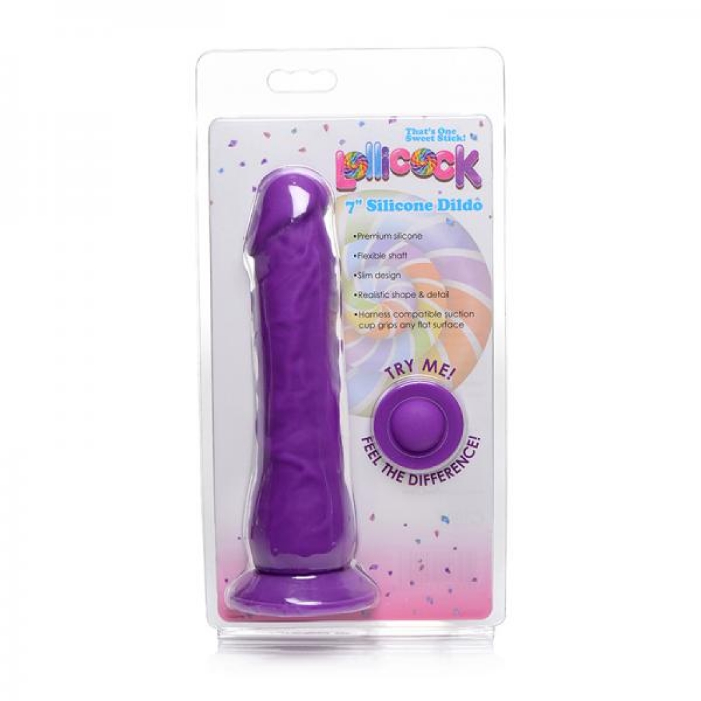 Lollicock Silicone Dildo - Without Balls - 7 In - Grape