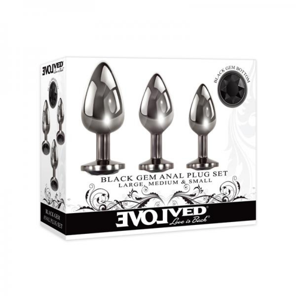 Evolved Black Gem Anal Plug Set - 3 Piece Collection