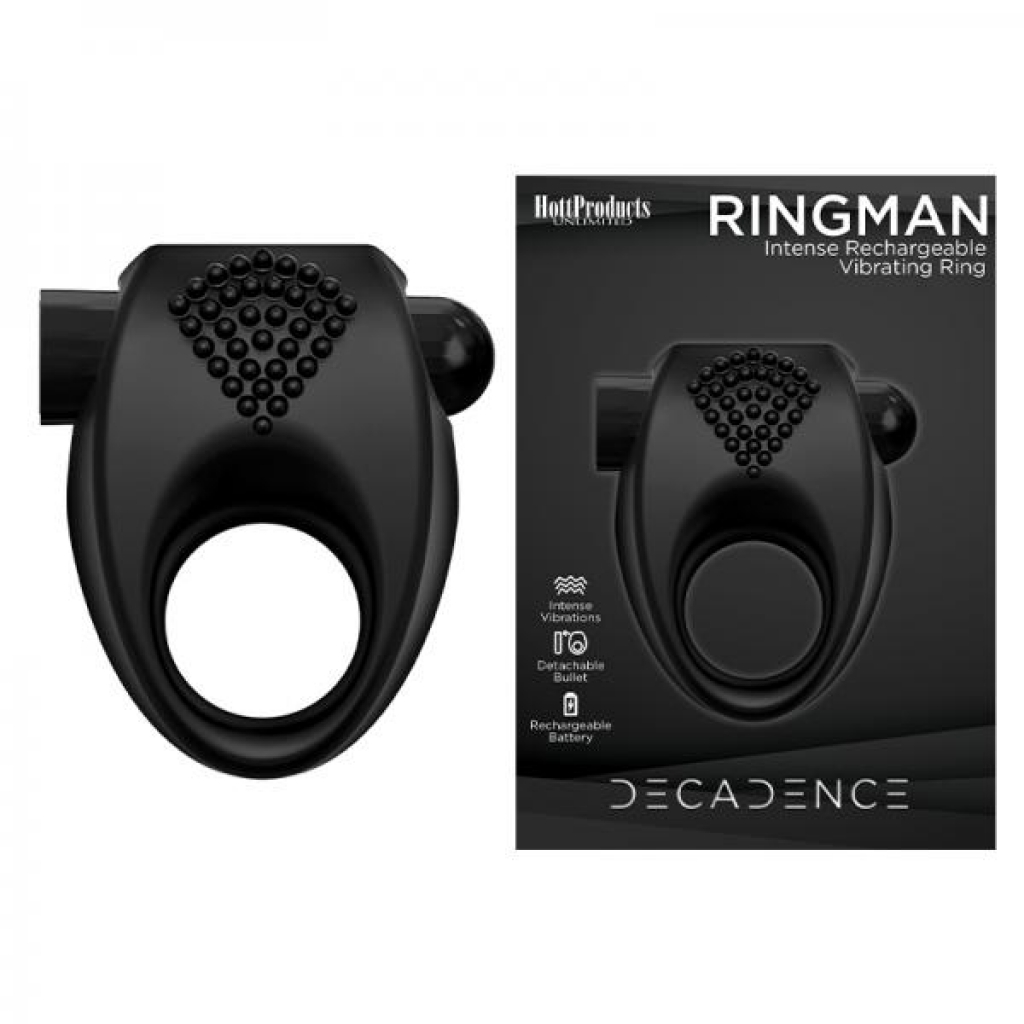 Decadence Rechargeable Vibrating Cock Ring - Black