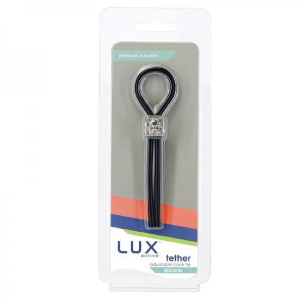 Lux Active Adjustable Cock Tie Tether - Silicone Black