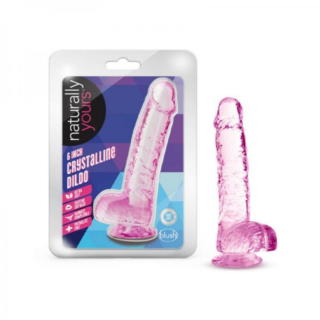 Naturally Yours Crystalline Dildo 6 In. Rose