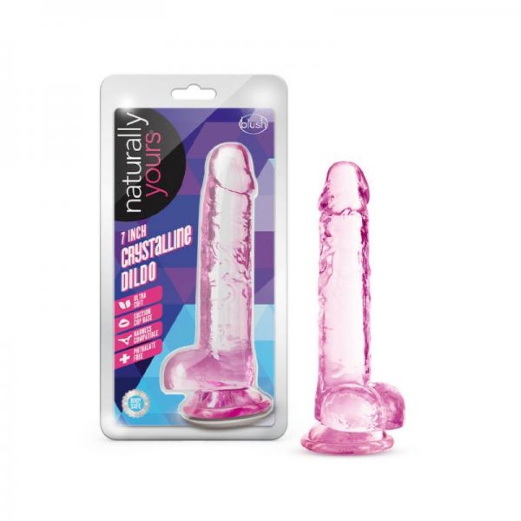 Naturally Yours Crystalline Dildo - 7 Inches Rose