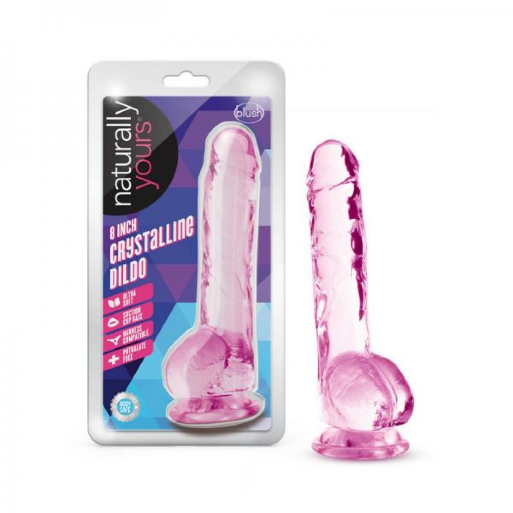 Naturally Yours Crystalline Dildo 8 In. - Rose