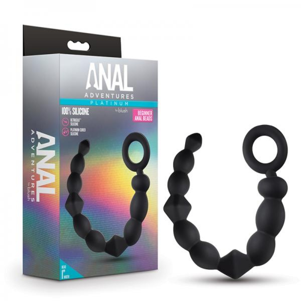 Anal Adventures Platinum Silicone Beginner Anal Beads Black