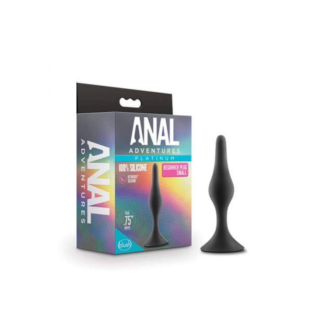 Anal Adventures Platinum Silicone Beginner Plug - Small Black