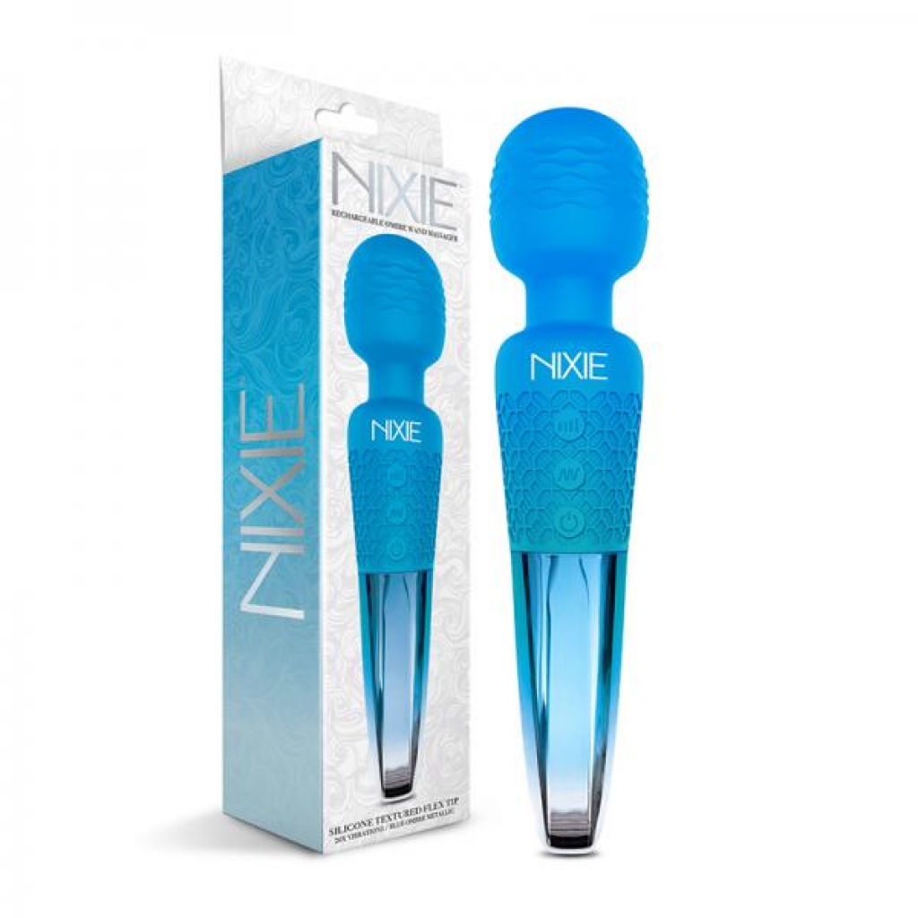 NIXIE Rechargeable Wand Massager - Blue Ombre Metallic