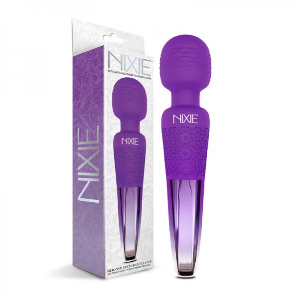 Nixie Rechargeable Wand Massager - Purple Ombre Metallic