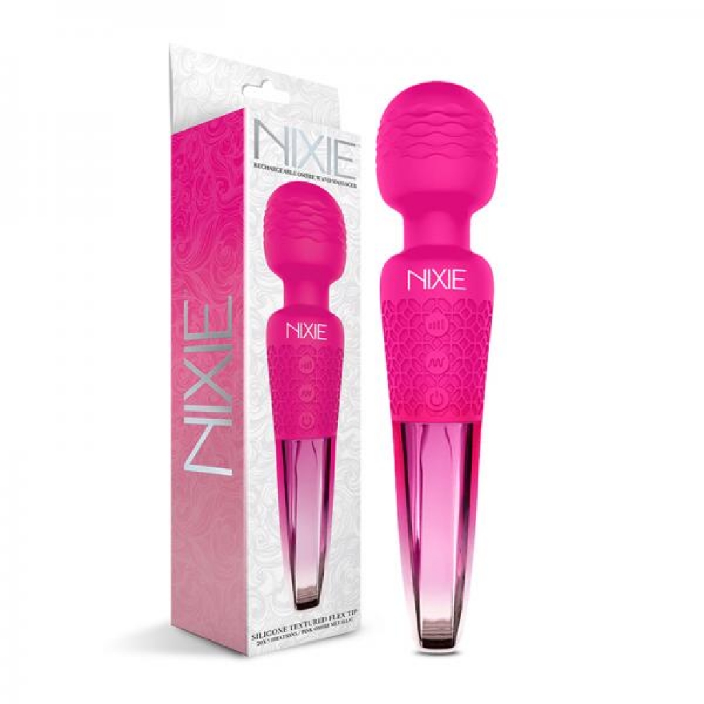 Nixie Rechargeable Wand Massager in Pink Ombre Metallic