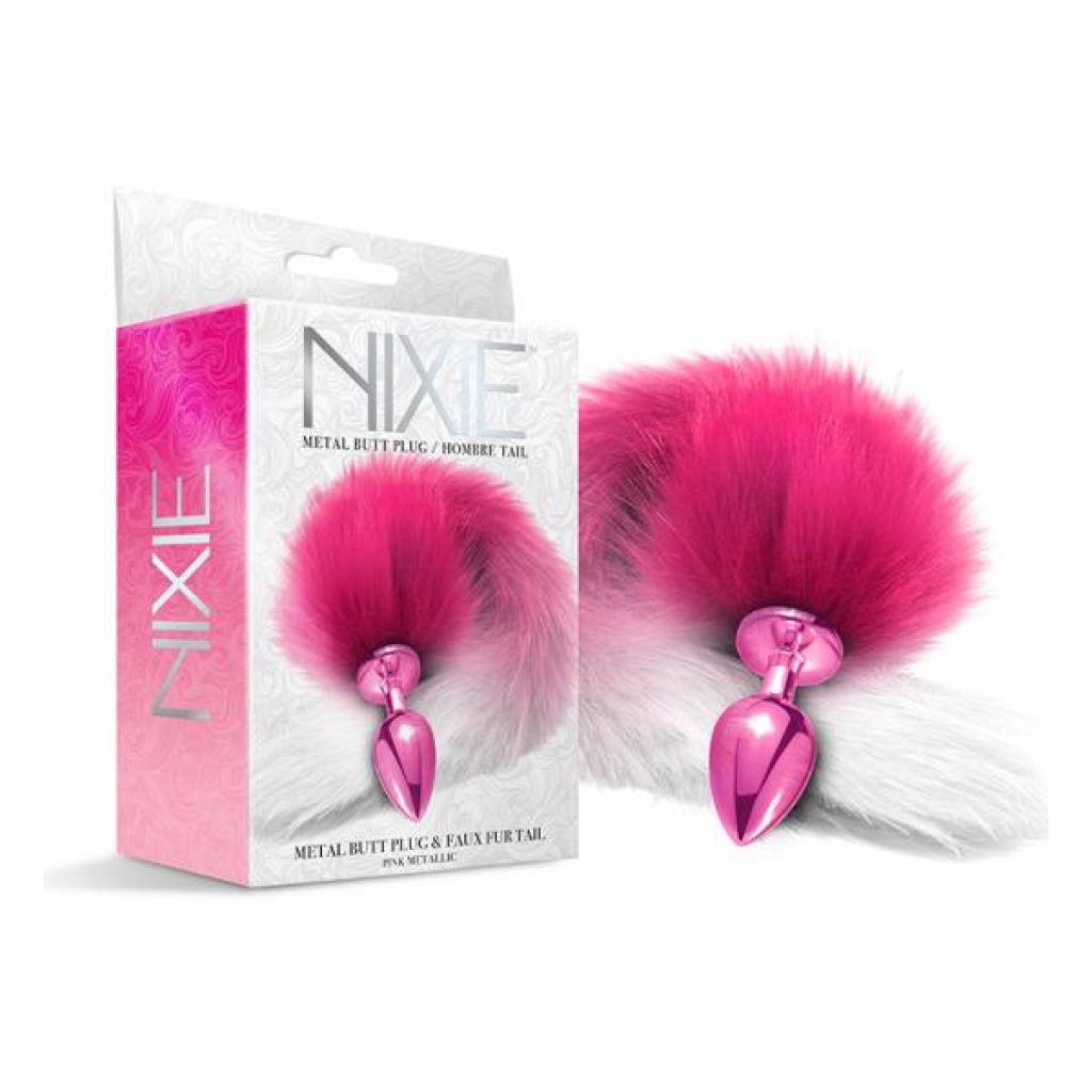 Nixie Ombre Metal Butt Plug with Pink Tail