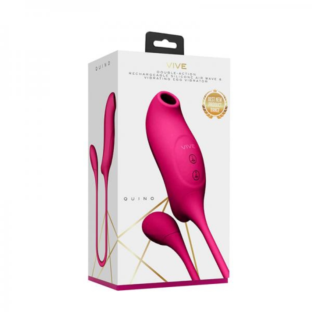 Vive Quino Air Wave & Vibrating Egg Vibrator - Pink