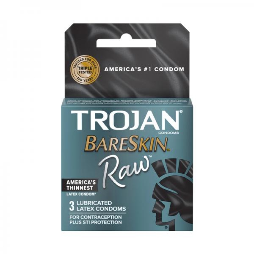 Trojan Bareskin Raw 3-Pack - Thinnest Latex Condom