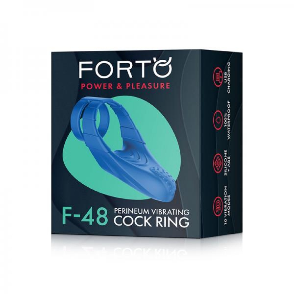 Forto F-48: Silicone Perineum Vibrating Double Cockring - Blue