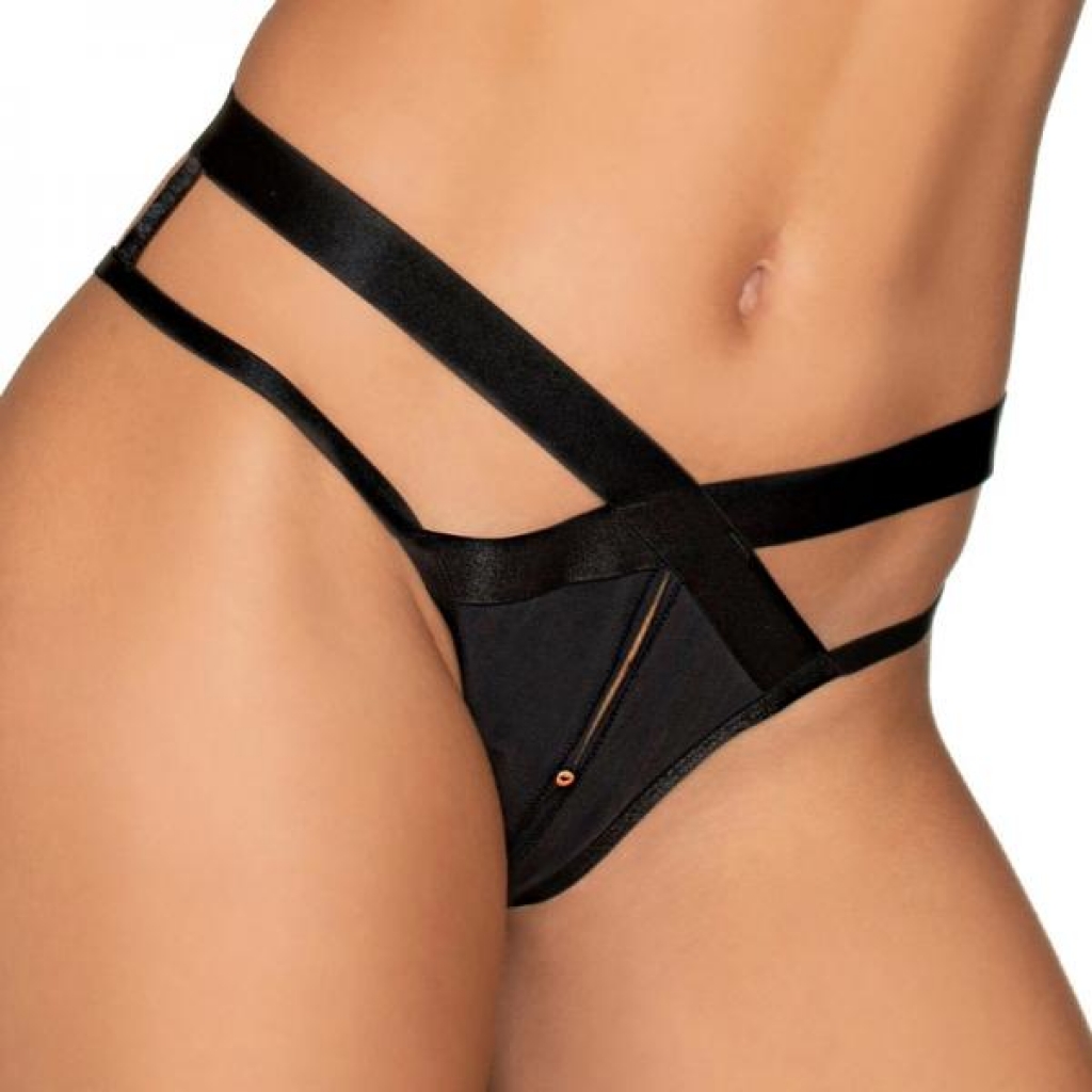 Dreamgirl Microfiber Open-Crotch Strappy Panty - Black L