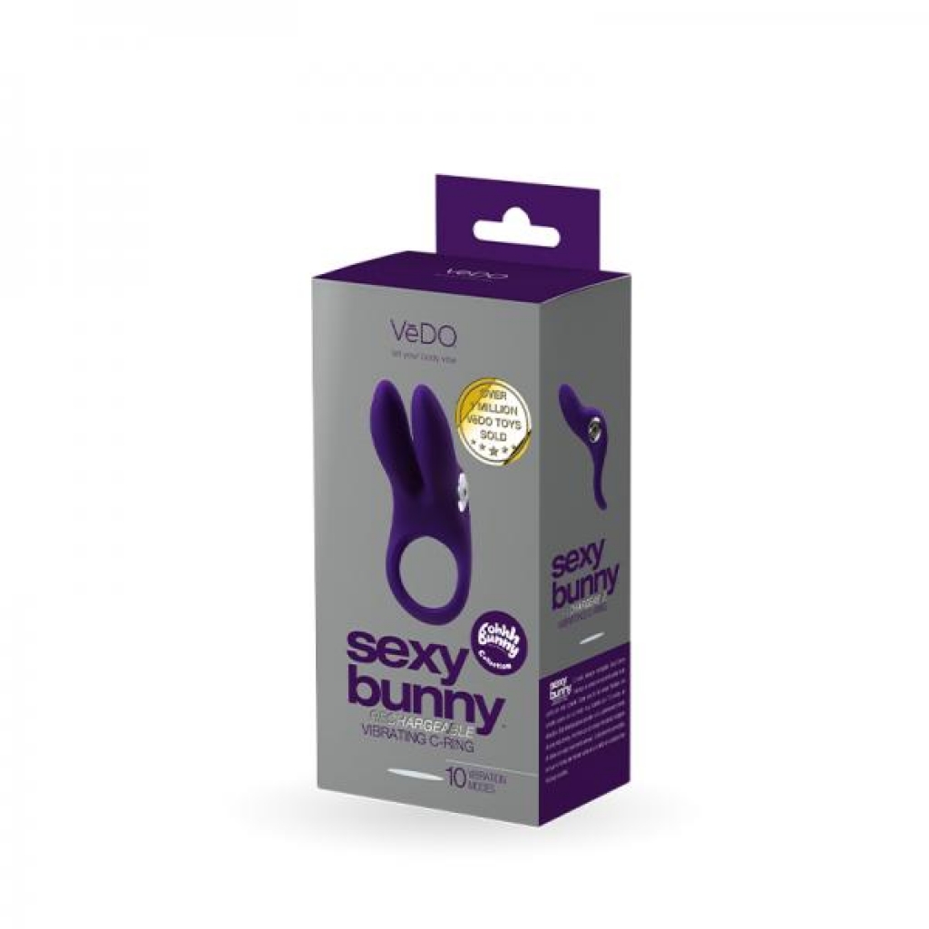 Vedo Sexy Bunny Rechargeable Vibrating C-Ring - Deep Purple