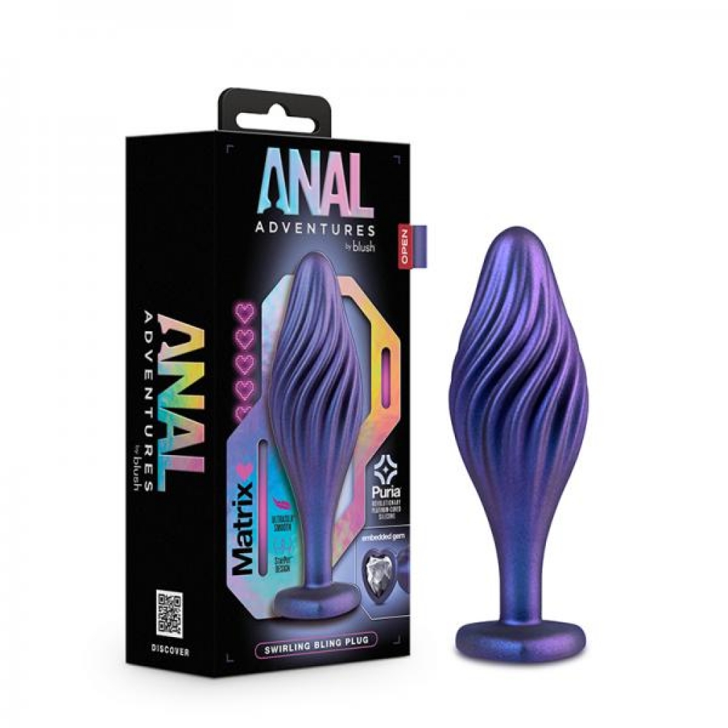 Anal Adventures Matrix - Swirling Bling Plug - Sapphire Blue