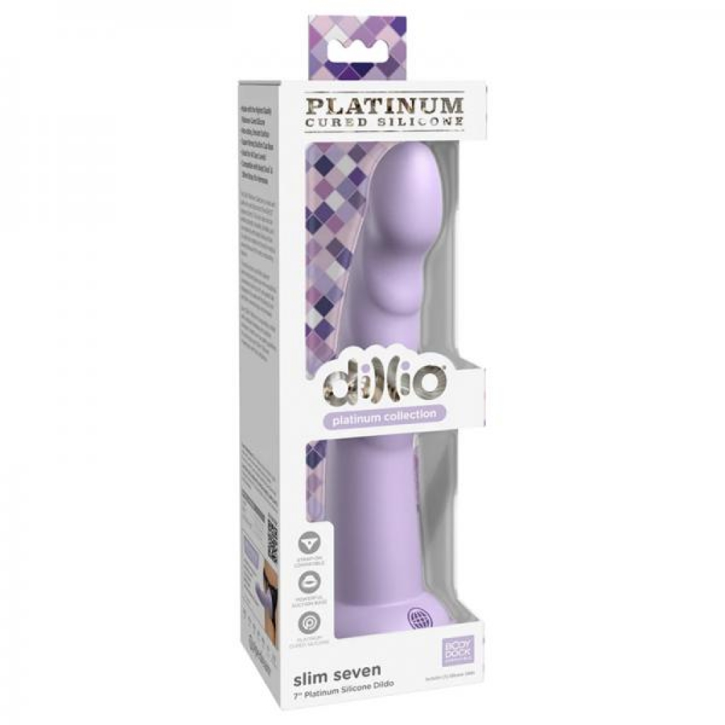 Dillio Platinum Slim Seven Silicone Dildo - 7 Inch Purple