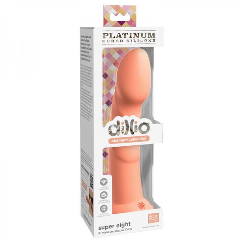 Dillio Platinum Super Eight Silicone Dildo - 8 Inch Peach