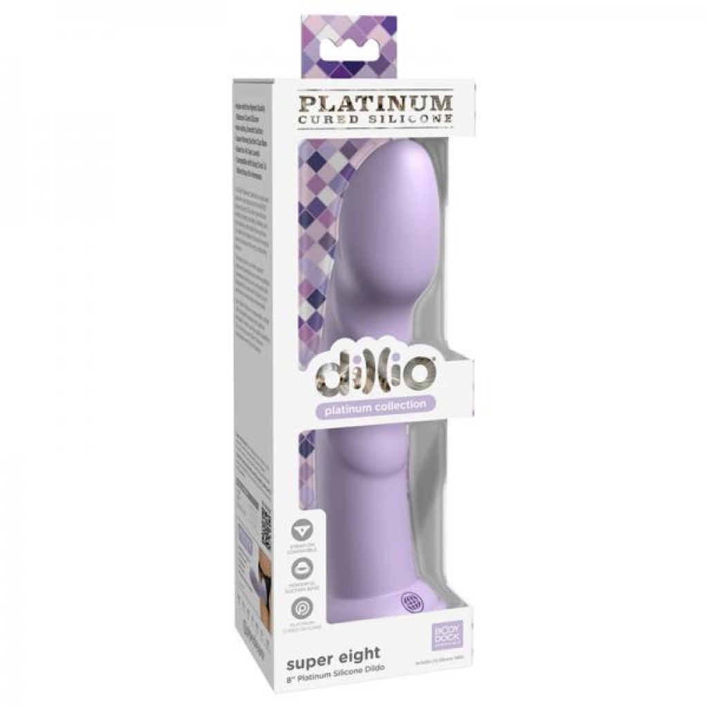 Dillio Platinum Super Eight Silicone Dildo 8 In. Purple