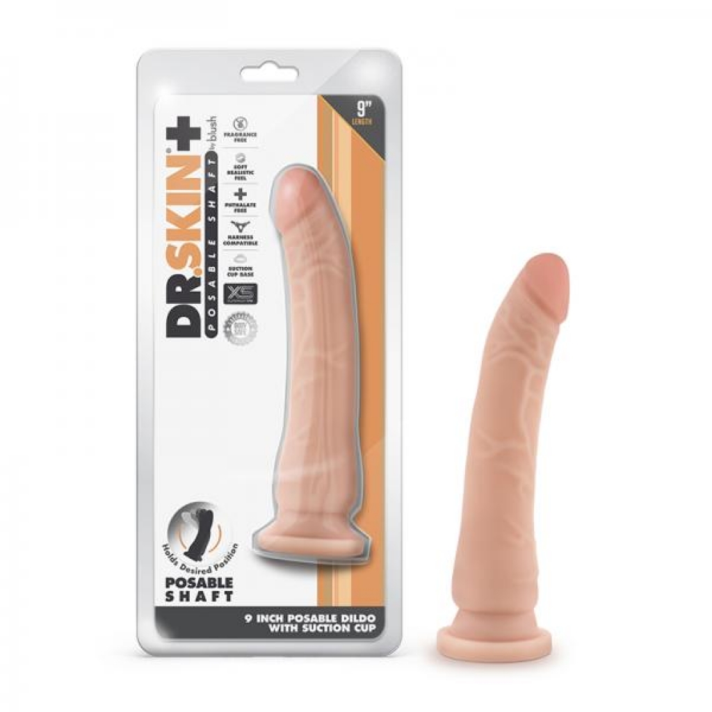 Dr. Skin Plus Posable Dildo - 9 In. Vanilla Tan