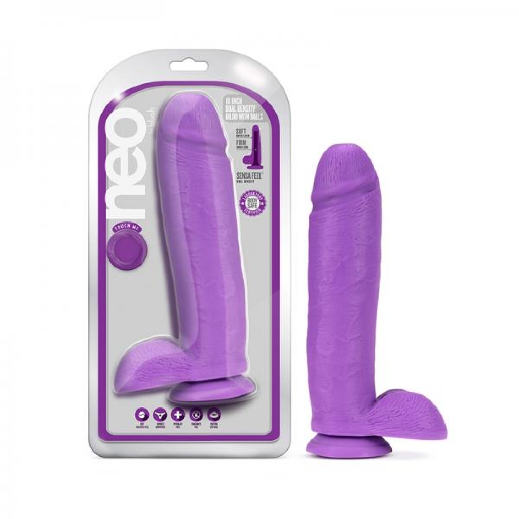 Neo Dual Density Dildo - 10 In. Neon Purple