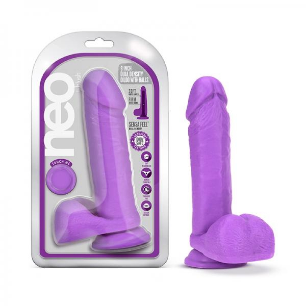 Neo Dual Density Dildo - 8 Inch Neon Purple