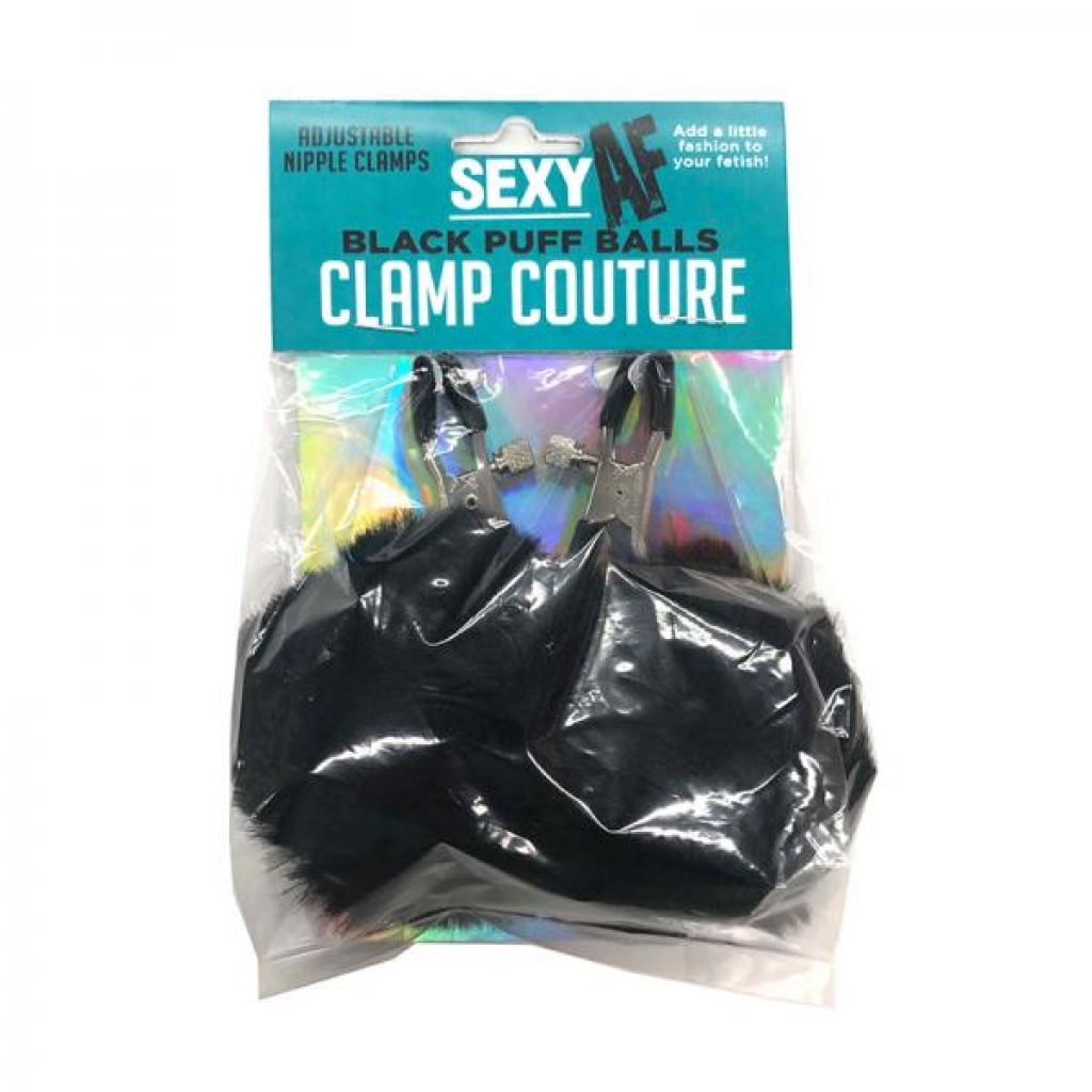 Seductive Black Puff Ball Nipple Clamps