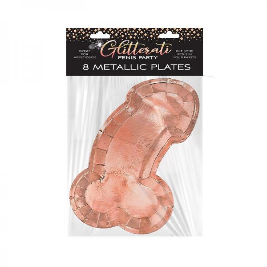 Glitterati Penis Shaped Party Plates - Rose Gold