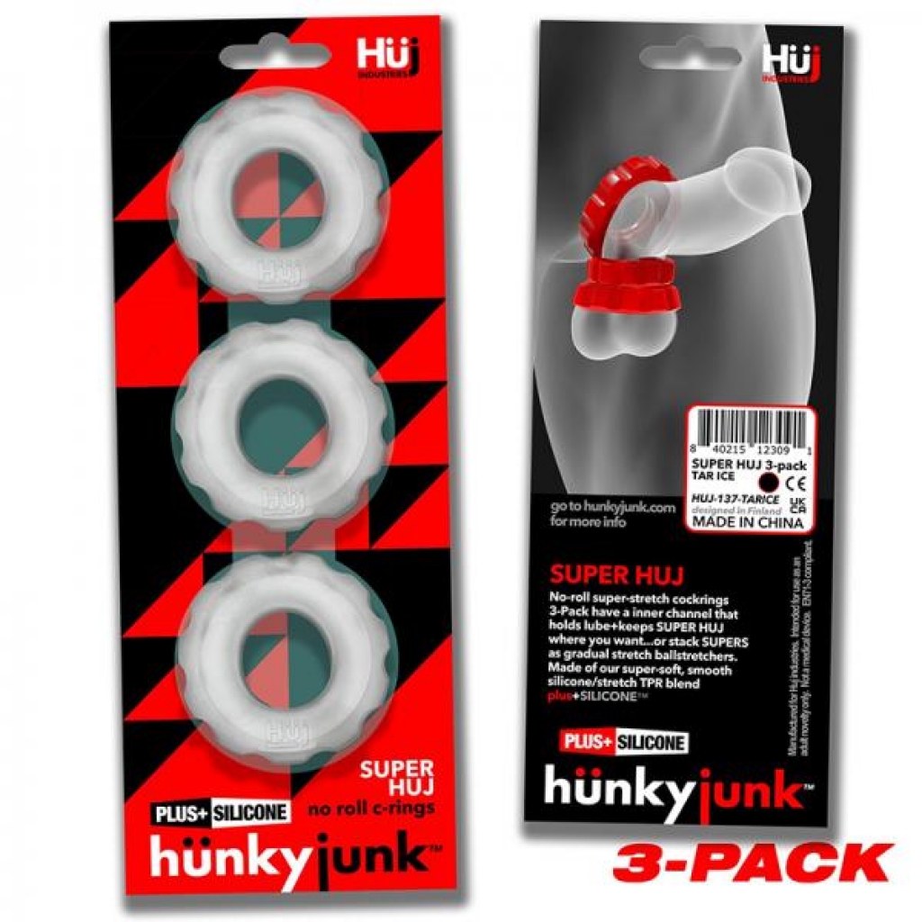 Hunkyjunk Superhuj 3-Pack Cockrings – Clear Ice