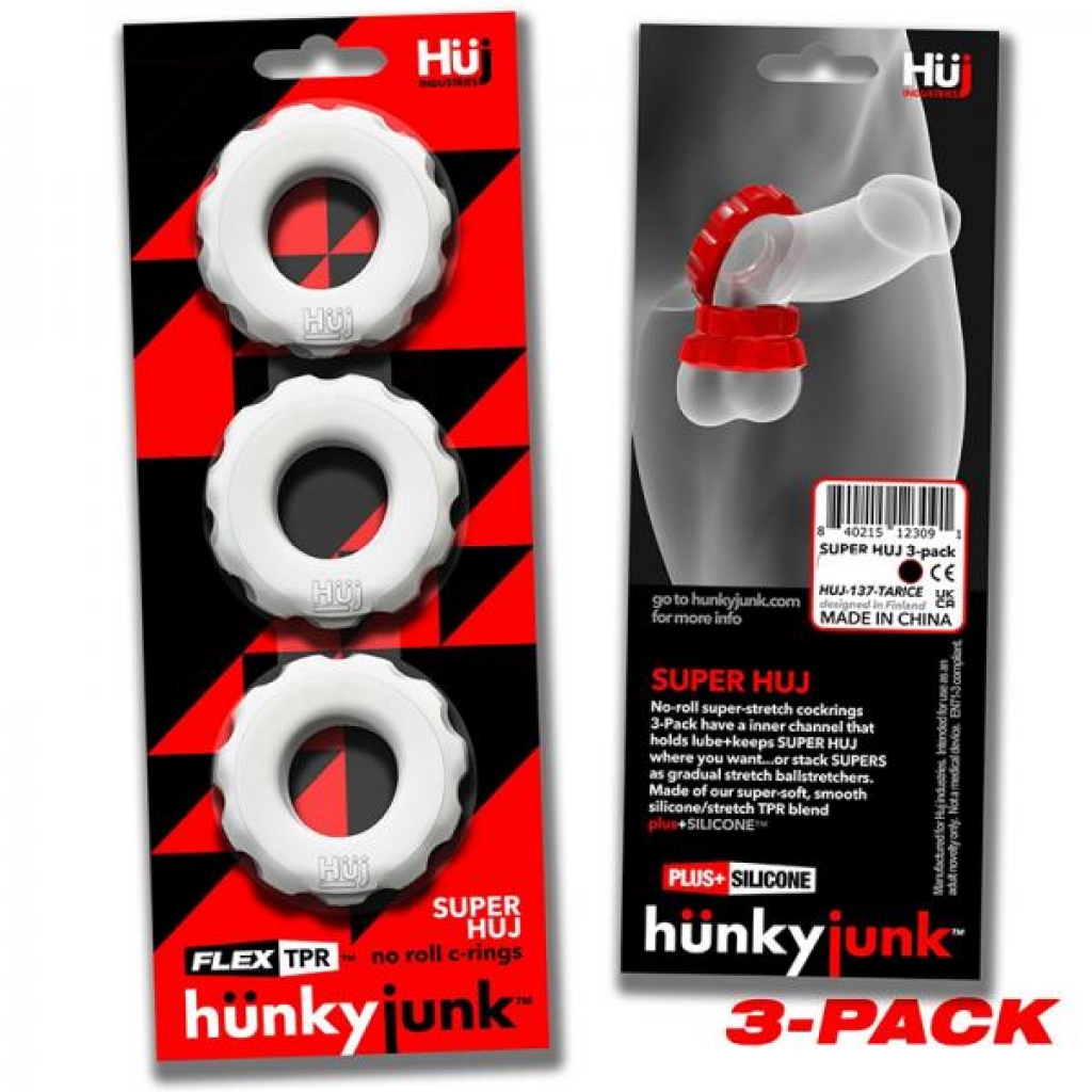 Hunkyjunk Superhuj 3-Pack Cockrings - White Ice