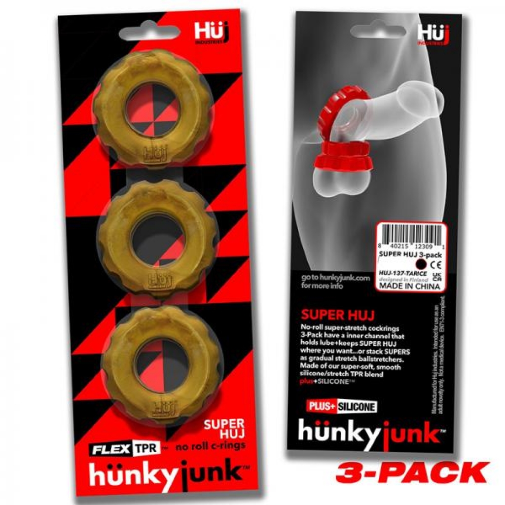 Hunkyjunk Superhuj 3-pack Cockrings - Bronze Metallic Brown