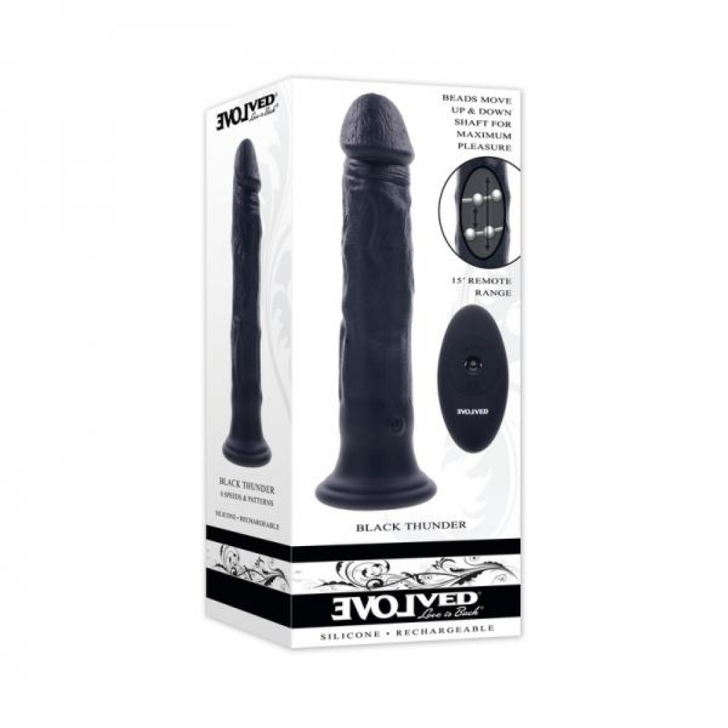 Evolved Black Thunder Vibrating Dildo With Moving Beads