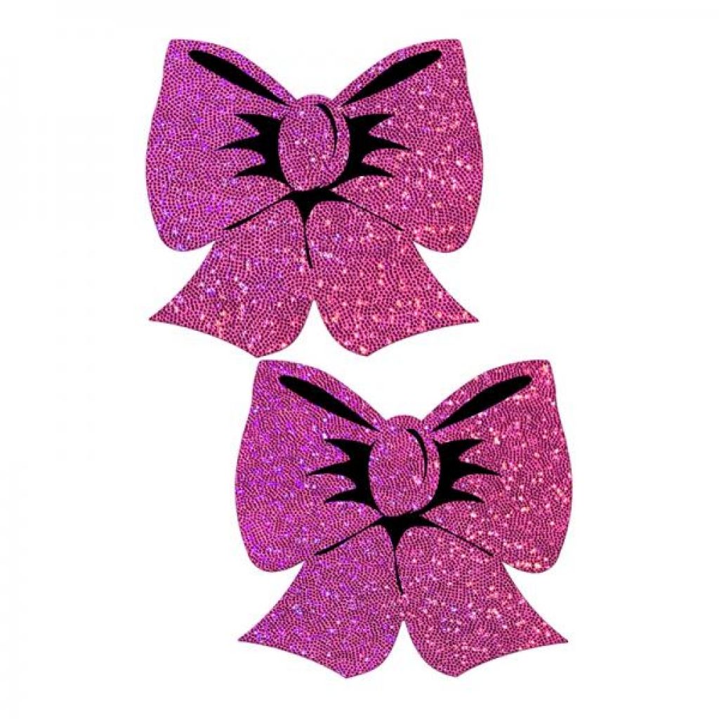 Pastease Bow Nipple Pasties: Hot Pink Glitter Bows