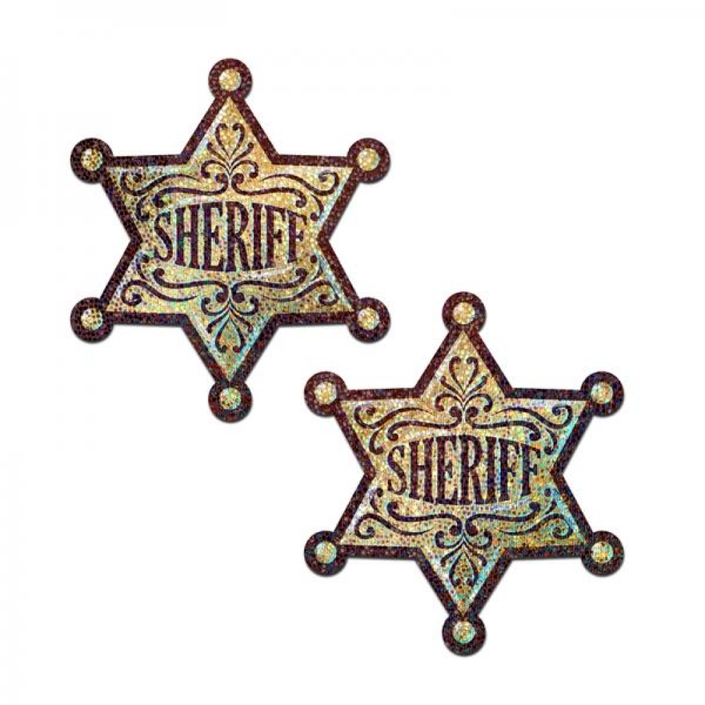 Pastease Sheriff Star Nipple Pasties - Glittering Gold