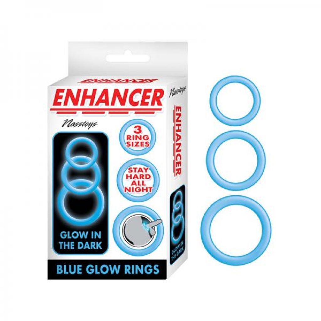 Enhancer Blue Glow Rings - Set of 3