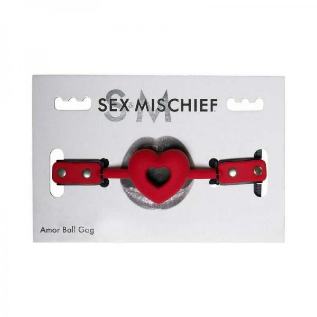 Breathable Heart-Shaped Ball Gag - Red