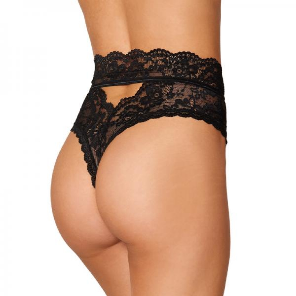 Dreamgirl High-Waist Scallop Lace Panty with Keyhole Back - Black