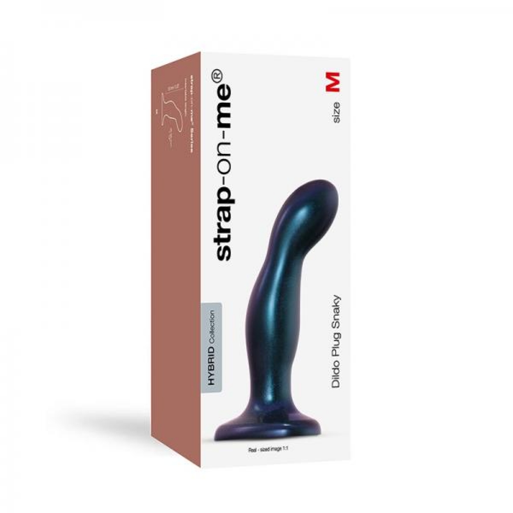 Seductive Strap-on Hybrid Dildo Plug - Snaky Metallic Blue