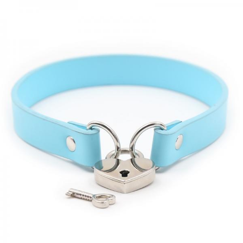 Ple'sur PVC Collar with Heart Lock & Key - Aqua Teal