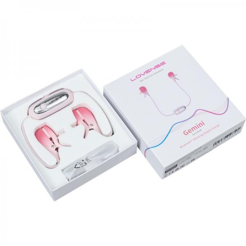 Lovense Gemini Vibrating Nipple Clamps - Pink