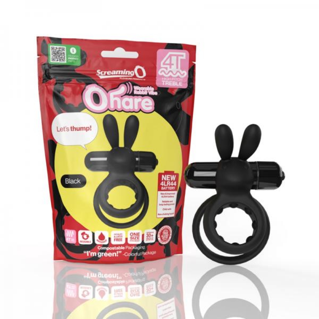 Screaming O 4T Ohare Vibrating Rabbit Double Cockring - Black