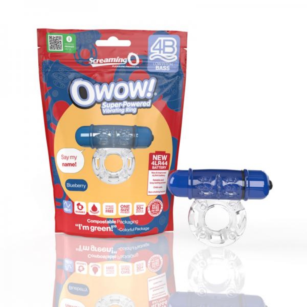 Screaming O 4B OWow Vibrating Cockring - Blueberry Clear