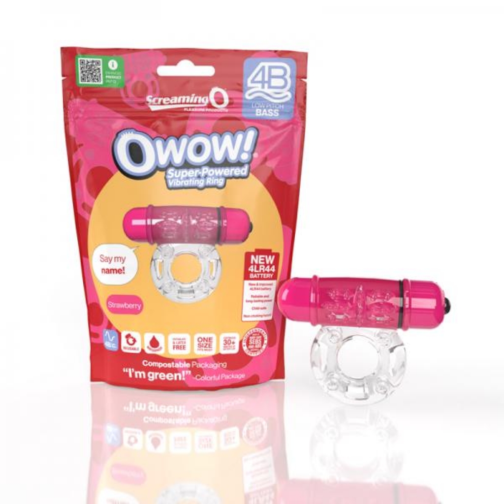 Screaming O 4B Owow Vibrating Cockring - Strawberry Pink