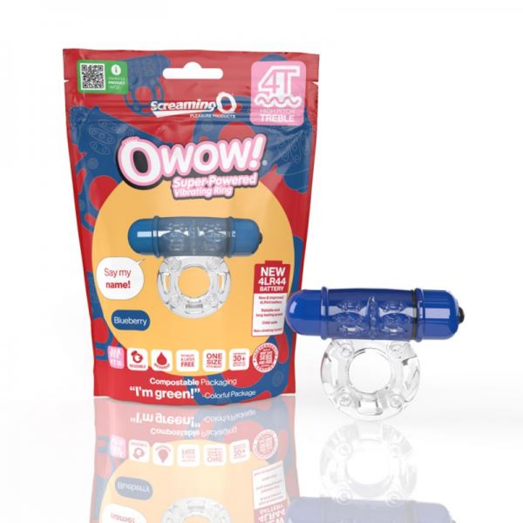 Screaming O 4t Owow Vibrating Cockring Blueberry Clear