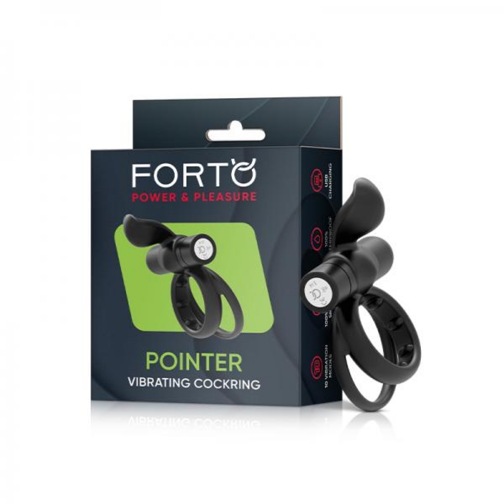 Forto Pointer Vibrating Cockring Black