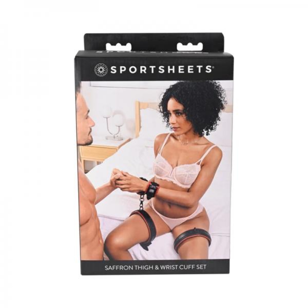 Sportsheets Saffron Adjustable Thigh & Wrist Cuff Set - Red