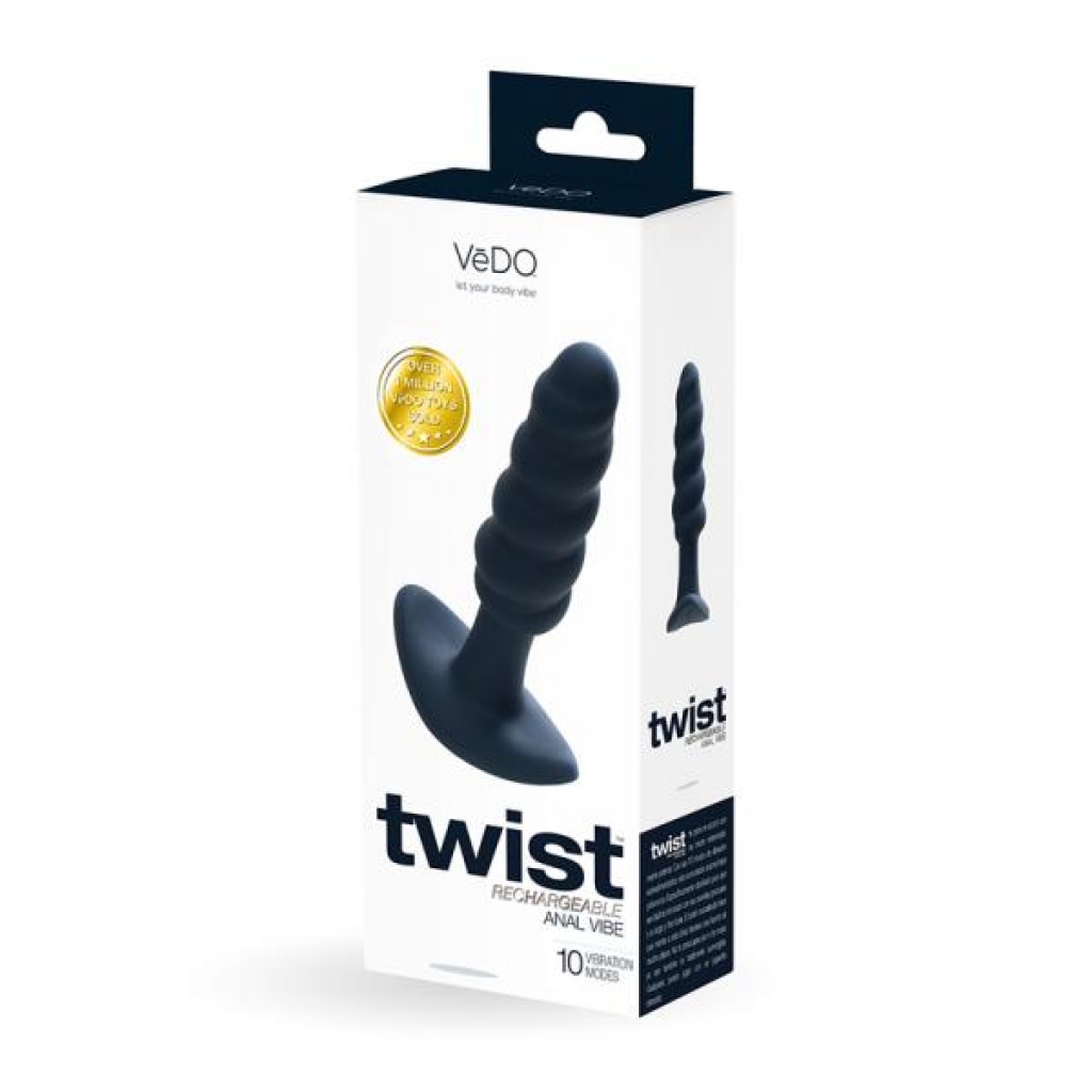 Vedo Twist Rechargeable Silicone Vibrating Anal Plug - Black