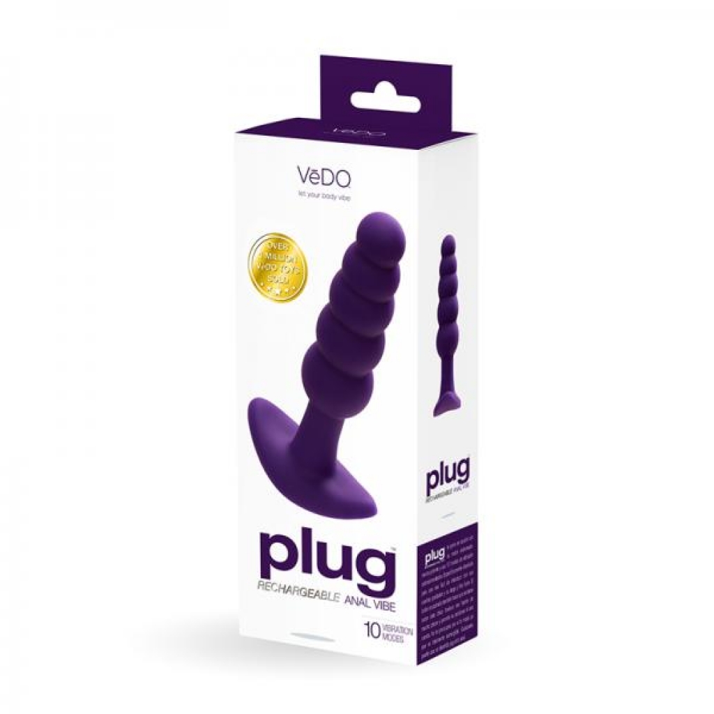 Vedo Plug Rechargeable Silicone Vibrating Anal Plug - Purple