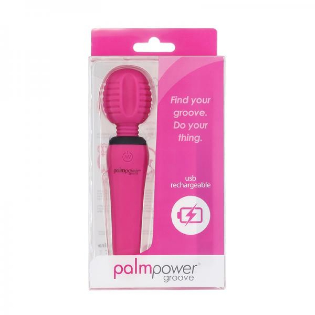 Palmpower Groove Rechargeable Silicone Mini Wand Massager - Fuchsia