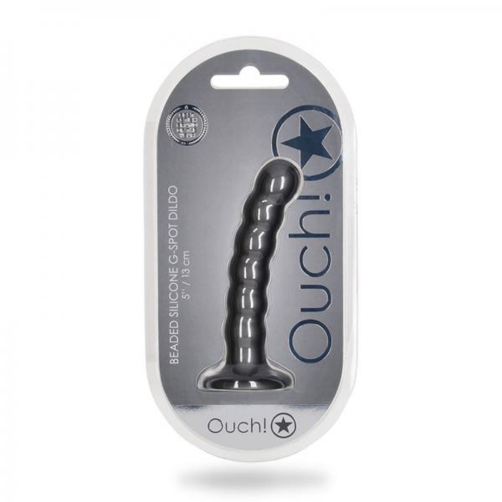 Shots Ouch! Beaded Silicone G-spot Dildo - Gunmetal Smoke