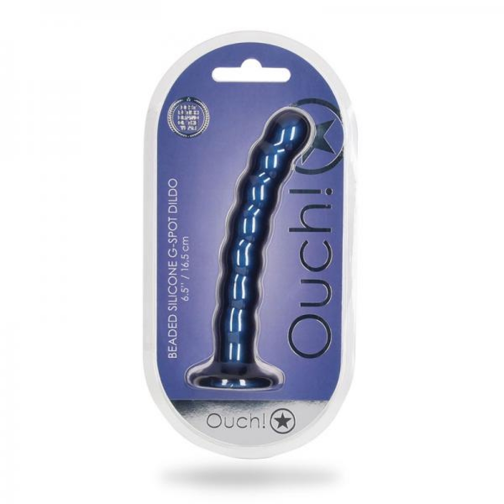 Shots Ouch! Beaded Silicone G-Spot Dildo - Metallic Blue